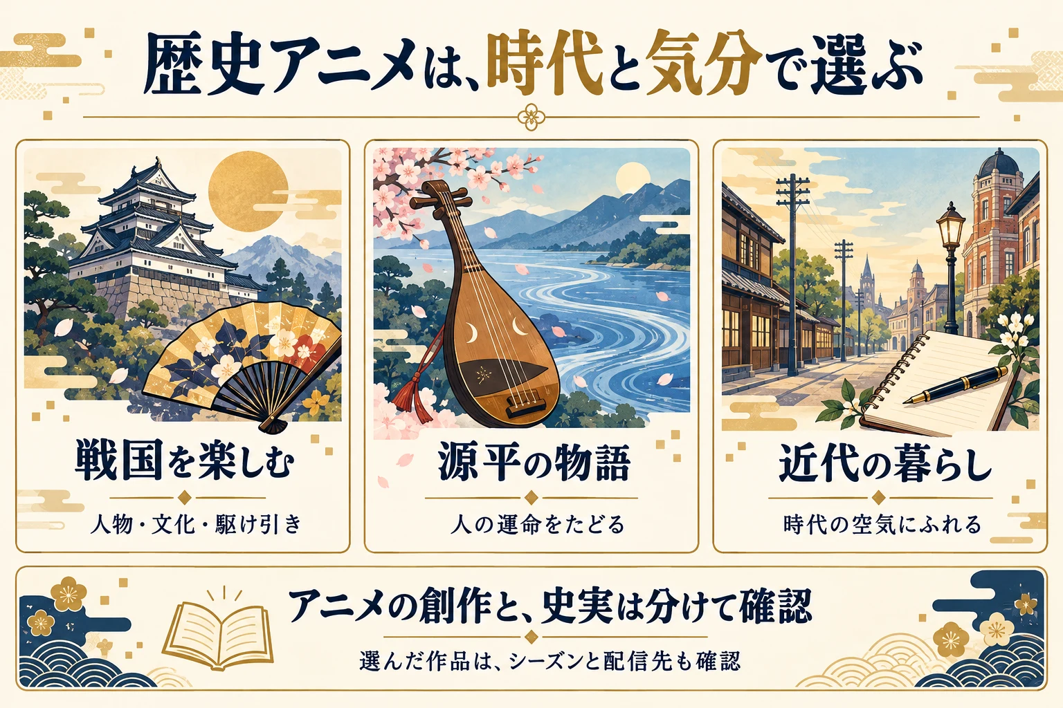時代と、史実との距離から最初の1本を選ぶ