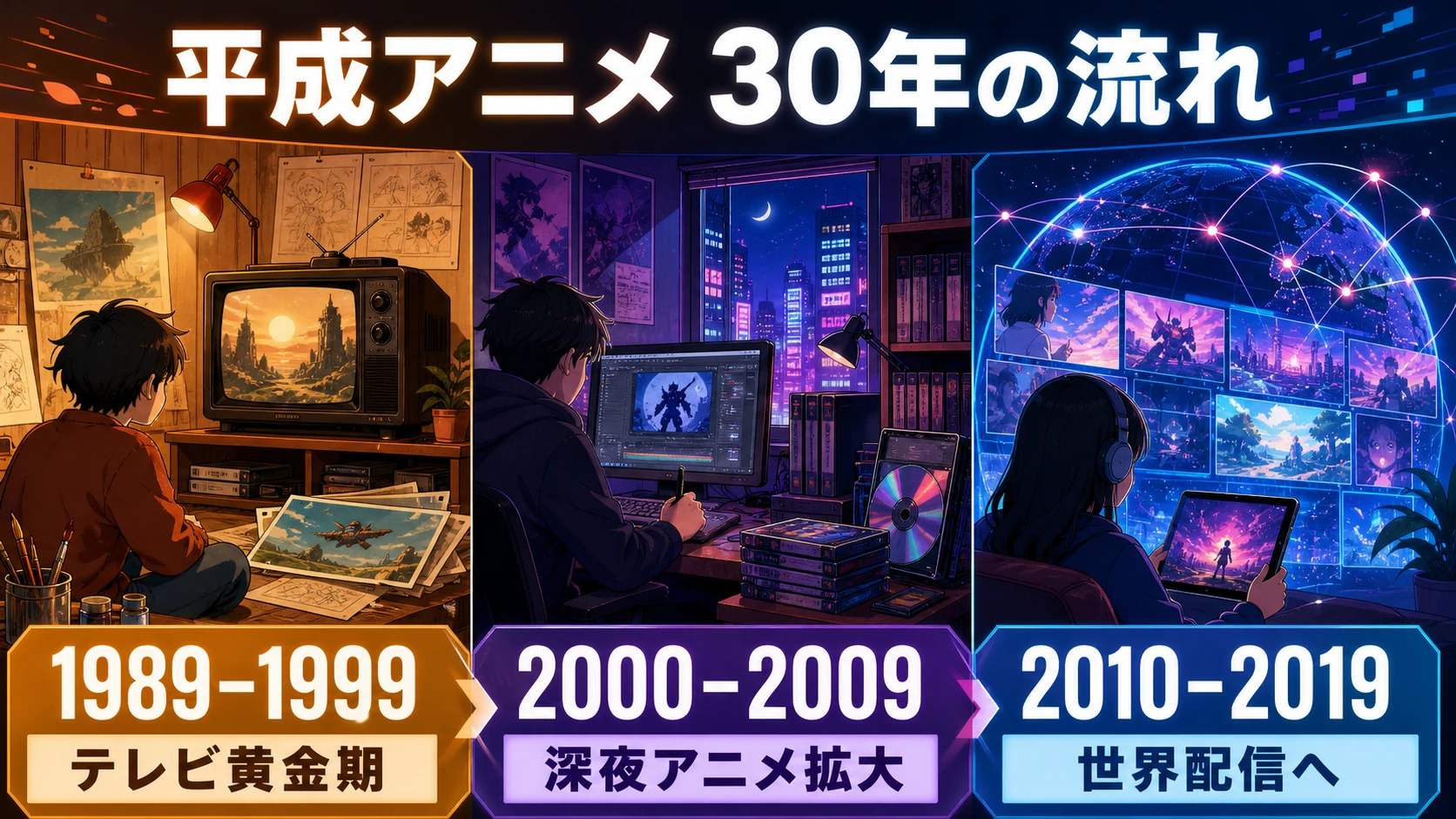 平成アニメ30年の流れ：1989年から2019年までの年代別変化