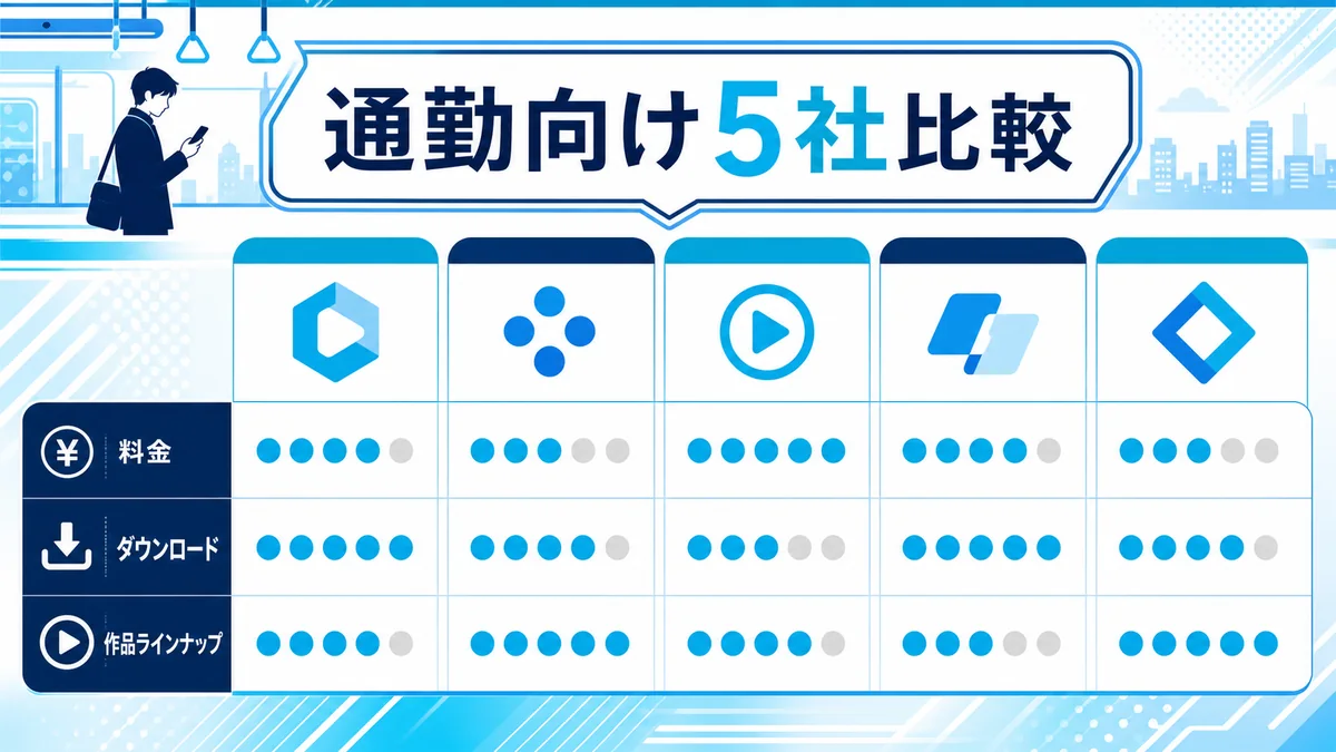 通勤向け動画配信サービス5社の比較軸