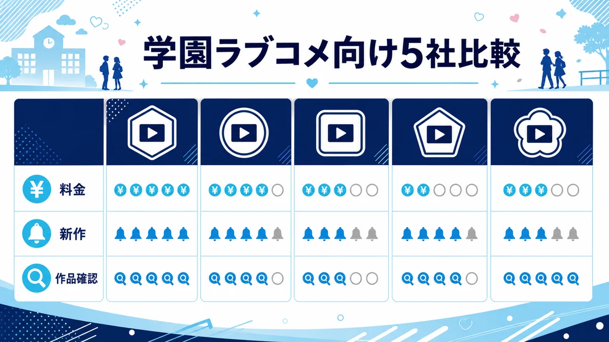 学園ラブコメ向け動画配信サービス5社の比較