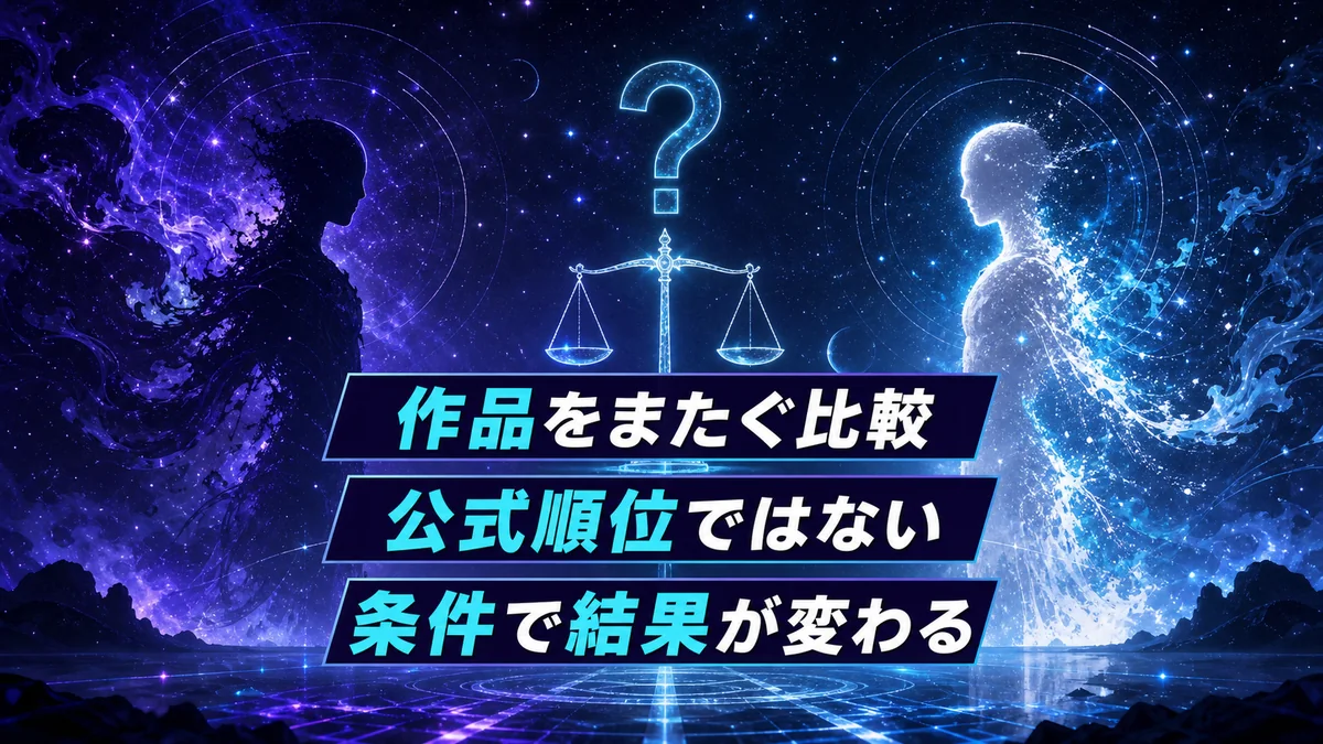 作品をまたぐ比較は公式順位ではなく条件で結果が変わる