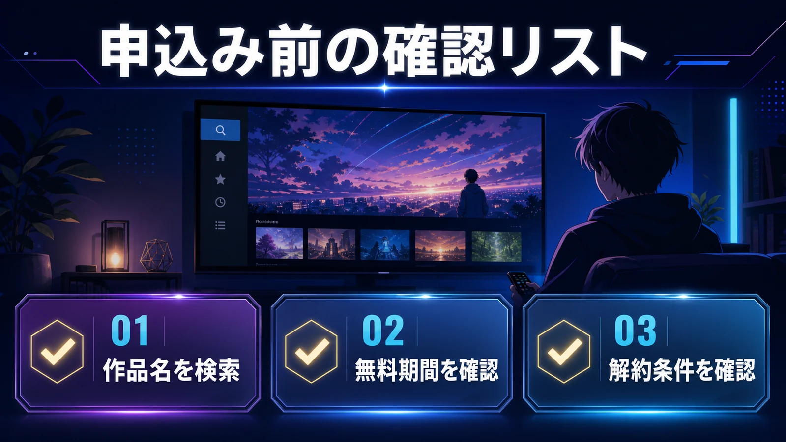 動画配信サービス申込み前の確認リスト 作品名 無料期間 解約条件